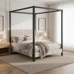Himmelbett Mona Ca. 180x200 Cm Beige 180/200 cm Hellgrau 