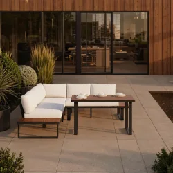 Dining-loungeset Gianna Creme Aus Holz/textil/metall 
