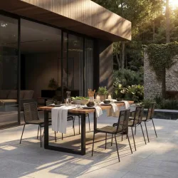 Gartenset Suna Schwarz Aus Holz/textil/metall 