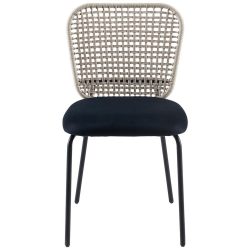 Stuhl Fina In Schwarz/beige  Samt, Textilgeflecht 