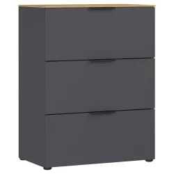 Kommode California In Eichenfarben/graphit , 68/98/40 cm , 3 Schublade(n) 