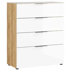 Kommode Oakland In Weiss/eichefarben , 83/102/42 cm , 4 Schublade(n) 