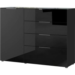 Sideboard Oakland In Schwarz  134/102/42 cm 4 Schublade(n) 