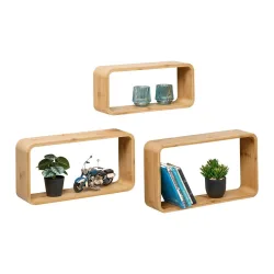 Wandregalset Bonnie Naturfarben, 3-Teilig 44/40/36/40/40/61/24/20/61 cm 