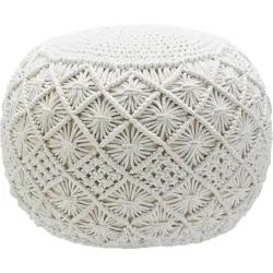 Pouf Julie In Natur 50x35x50cm Weiss Textil Naturfarben 