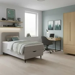 Boxbett Vida Ca. 90x200 Cm Grau Mit Topper 90/200 cm Grau 