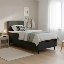 Boxbett Vida Ca. 90x200 Cm Anthrazit Mit Topper 90/200 cm Dunkelgrau 