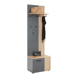 Garderobenpaneel Cadix Mit Bank Anthrazit/eichefarben 60/195/36 cm 