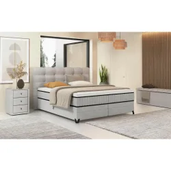 Boxspringbett Carmen C Hellgrau Ca. 160x200cm 160/200 cm Hellgrau 