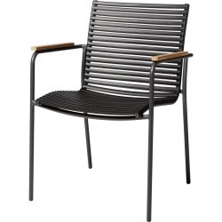 Stapelstuhl Mood Classic Kunststoff Anthrazit, Schwarz, Teakfarben 