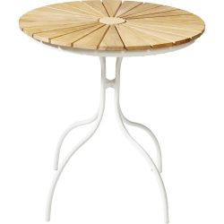 Gartentisch Ellen 80/80/74 cm Holz Teakfarben, Weiss rund 
