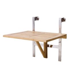 Balkonhängetisch Balkon Tisch 65x51cm Teak 60/54/70 cm Holz Naturfarben 