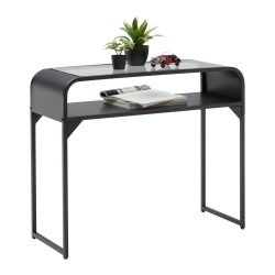 Konsole Florenz Schwarz Metall, Glas, Holzwerkstoff 