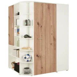 Eckschrank Young Weiss/eichefarben Weiss, Eiche Artisan 
