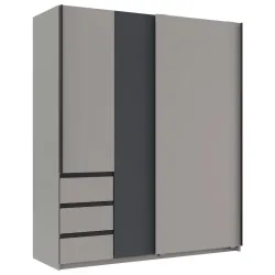 Schwebetürenschrank Adria Grau/graphitfarben/sahara 168/198/63 cm Graphitfarben, Grau, Sahara 