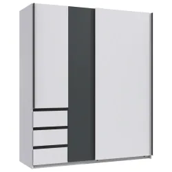 Schwebetürenschrank Adria Weiss/graphitfarben 168/198/63 cm Graphitfarben, Weiss 