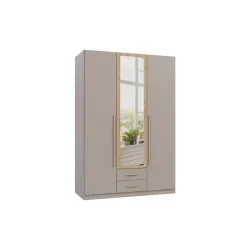 Drehtürenschrank Marburg Eiche Artisan/grau/sahara 135/199/58 cm Grau, Sahara, Eiche Artisan 