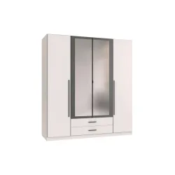 Drehtürenschrank Marburg Graphitfarben/weiss 180/199/58 cm Graphitfarben, Weiss 