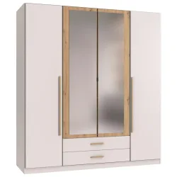 Drehtürenschrank Marburg Eiche Artisan/weiss 180/199/58 cm Weiss, Eiche Artisan 