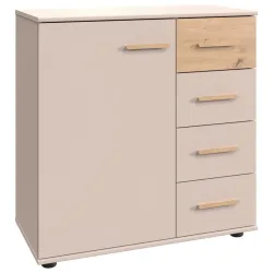 Kommode Lumio Kaschmir/eiche Artisan , , 4 Schublade(n) 