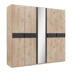 Drehtürenschrank Bergamo Graphit/eichefarben 225/208/58 cm Graphitfarben, Eichefarben 