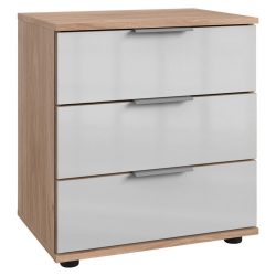 Nachtkästchen In Weiss 52/58/38 cm Weiss, Eichefarben 
