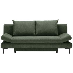 Schlafsofa In Dunkelgrün Mit Bettfunktion Dunkelgrün Textil 
