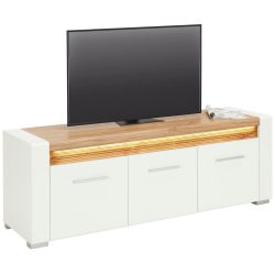 Tv-element In Weiss Hochglanz Weiss, Eichefarben 160/56/45 cm 
