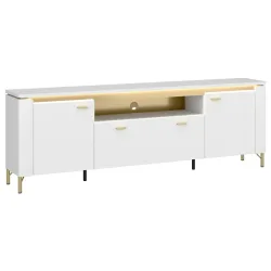 Tv-element Lazio Weiß B: 200,3 Cm Weiss, Goldfarben, Weiss Hochglanz 