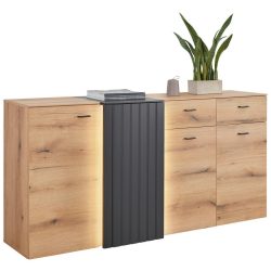 Sideboard In Eiche/grau  177,9/88/44,8 cm 2 Schublade(n) 