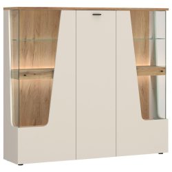 Vitrine 3-türig, Cut Out B: 150 Cm,kaschmir/eichefarben 150/140/40 cm , 