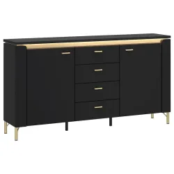 Kommode Norica Goldfarben/schwarz B: 155,3 Cm , 155,3/87,3/40 cm , 4 Schublade(n) 