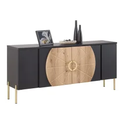 Lowboard Hong Kong Schwarz/eiche/goldfarben Schwarz 