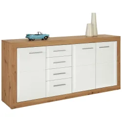 Sideboard In Weiss/eichefarben  179/86/40 cm 