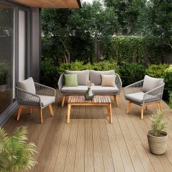 Gartenset Michi 2 Grau/akaziefarben, 4-Teilig 