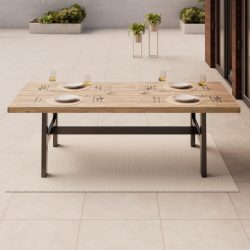Gartentisch Selma Schwarz/akaziefarben 240/100/75 cm Holz, Metall Schwarz, Akaziefarben rechteckig 