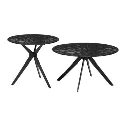 Couchtisch Conti Schwarz, 2er Set Metall, Glas 70/55/70/55/38/48 cm 