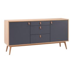 Sideboard Lena Grau/ Eichefarben Echtholz  150/75/40 cm 3 Schublade(n) 