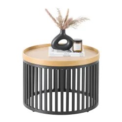 Couchtisch Jail Naturfarben/schwarz Holz, Metall, Holzwerkstoff 60/60/35 cm 