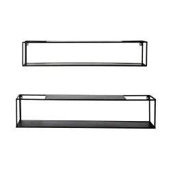 Wandregalset Aus Metall In Schwarz, 2 Stück 95-85/20-17/20-17 cm 