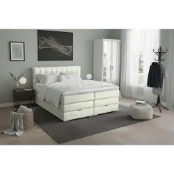 Boxspringbett London -Exklusiv- 160/200 cm Elfenbein 