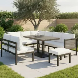 Dining-loungset Pergolina Weiss Metall/textil 5-teilig 