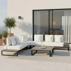 Gartenlounge Silvano Weiss Textil/metall 5-teilig 323/79 cm 