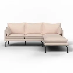 Wohnlandschaft Rosa Webstoff Beige Leinenoptik Beige 