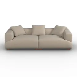 Sofa Talia Samt Beige Holz, Textil Beige 