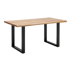 Esstisch Holz Len Eichefarben Ca. 160x90 Cm Holz, Metall 160/90/76 cm 