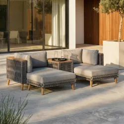 Gartenlounge Marilou Grau Outdoorgewebe/kunststoff/holz  
