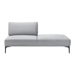 Chaislongue Tessa Grau Samt, Metallfuss Schwarz Metall, Textil Grau 