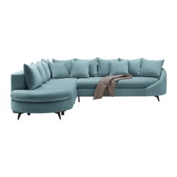 Ecksofa Axel Blau Chenille Blau 