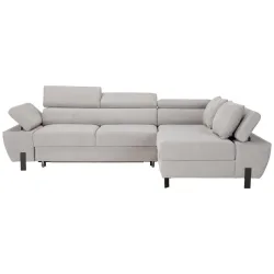 Wohnlandschaft Molina Mini In Hellgrau Mit Schlaffunktion Webstoff Grau 